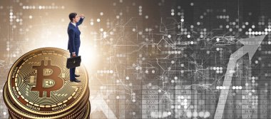 Kripto para birimi engelleme konsepti işadamı