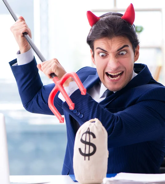 Devil angry businessman in the office — Stock Photo, Image