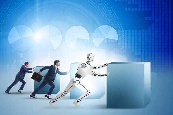 Concept of competition between robots and humans — Stock Photo, Image