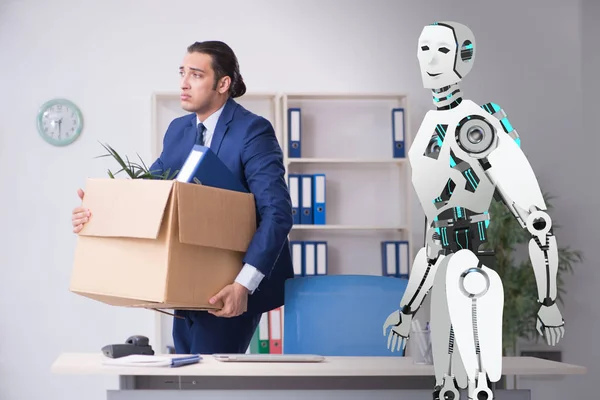 Concept of robots replacing humans in offices — Stock Photo, Image