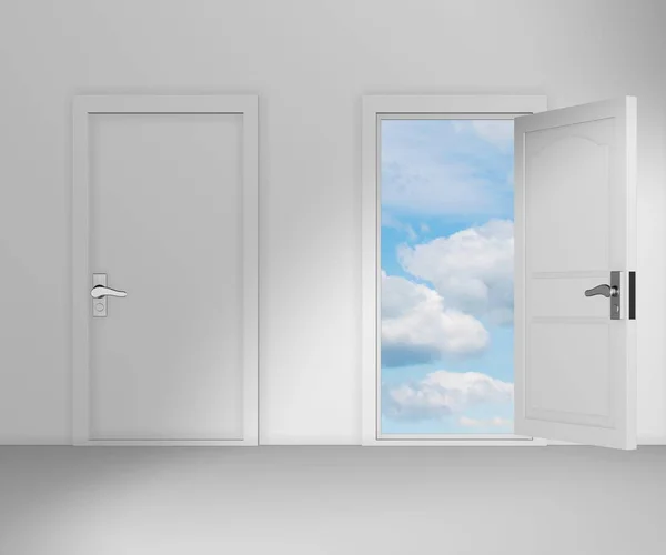 Concept of choice with many doors opportunity - 3d rendering — Stock Photo, Image