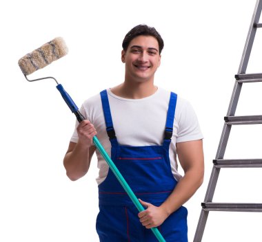 Genç ressam müteahhiti beyaz arka planda izole edildi