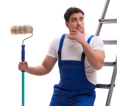 Genç ressam müteahhiti beyaz arka planda izole edildi