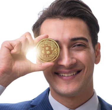 Bitcoin fiyat artışı kavramında iş adamı