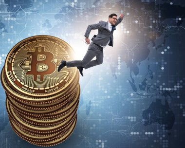 Kripto para birimi engelleme konsepti işadamı