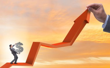 Ekonomideki büyümeyi destekleyen işadamı grafikte