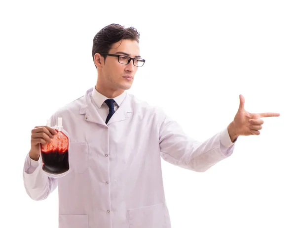 Läkare i blodgivning koncept isolerad på vitt — Stockfoto
