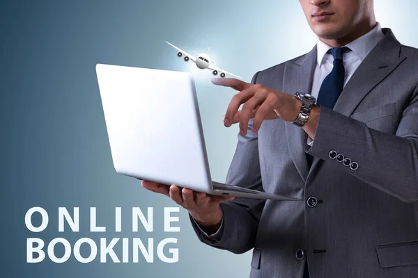 Concept of online air travel booking — Stock Photo, Image