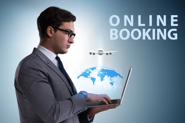 Concept of online air travel booking — Stock Photo, Image