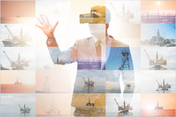 Oil worker in remote operations concept in oil industry — Stock Photo, Image