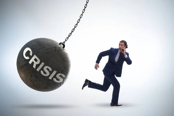 Businessman in crisis management concept