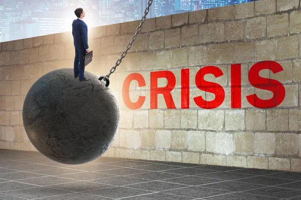 Businessman in crisis management concept