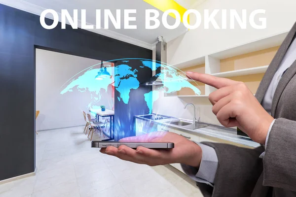 Concept of online hotel booking — Stock Photo, Image