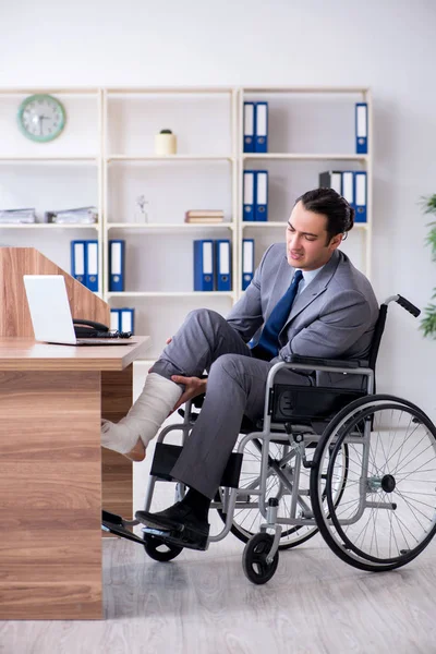 Male employee in wheel-chair in the office