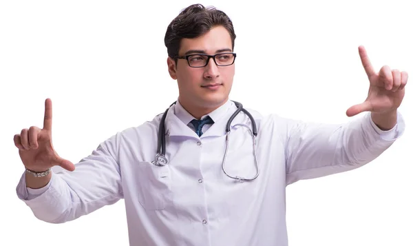 Jovem médico masculino isolado em fundo branco — Fotografia de Stock