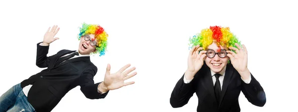 Clown Geschäftsmann isoliert auf weiß — Stockfoto