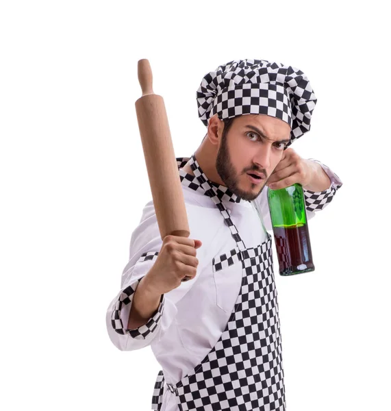 Masculino cozinheiro isolado no fundo branco — Fotografia de Stock