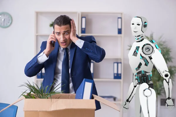 Concept of robots replacing humans in offices — Stock Photo, Image