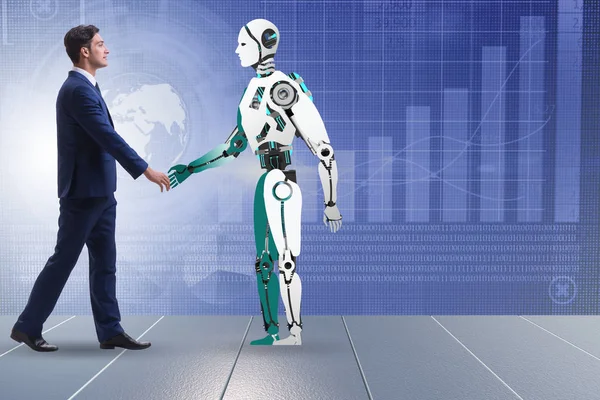 Concept of cooperation between humans and robots — Stock Photo, Image