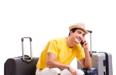 Mutlu genç adam yaz tatiline çıkıyor.