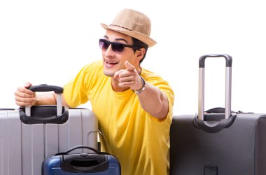 Mutlu genç adam yaz tatiline çıkıyor.