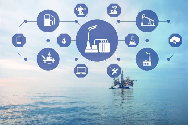 Concepto de automatización en la industria del petróleo y el gas —  Fotos de Stock