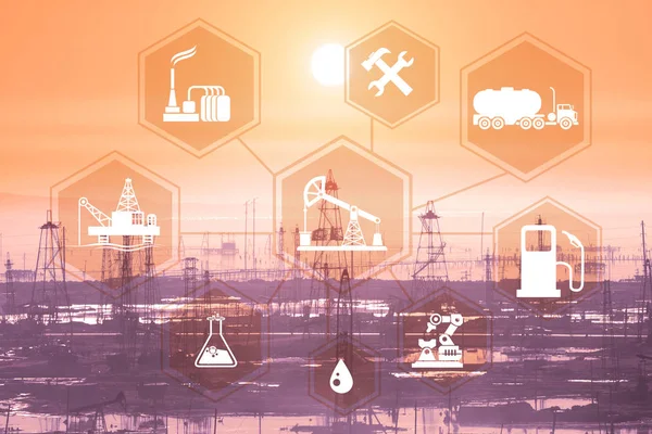 Concepto de automatización en la industria del petróleo y el gas —  Fotos de Stock