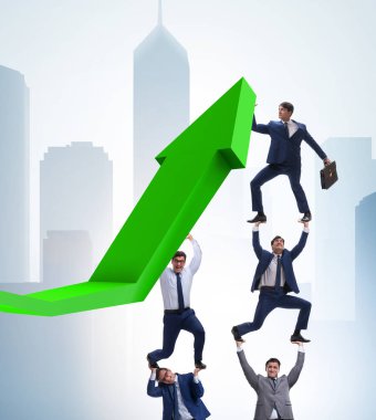 Ekonomideki büyümeyi destekleyen işadamı grafikte