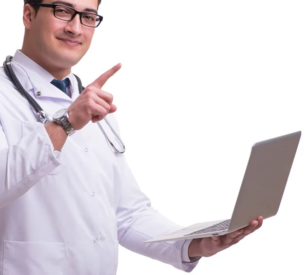 Doctor in telemediine mhealth concept on white — Stock Photo, Image