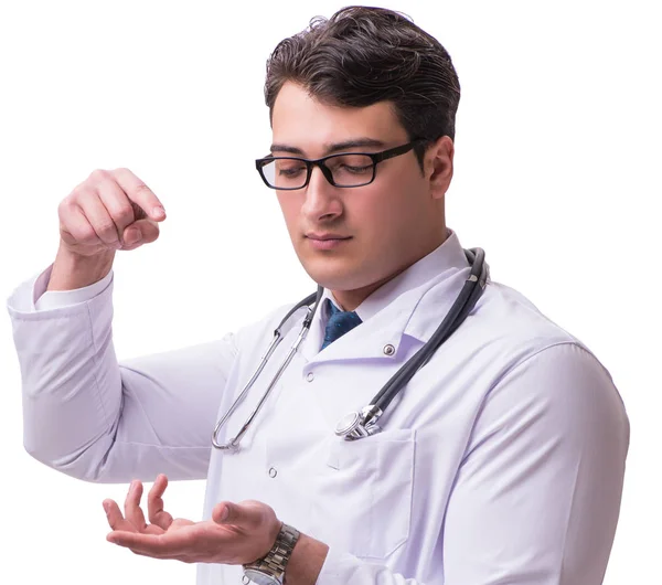 Молодий чоловік лікар ізольований на білому тлі — стокове фото