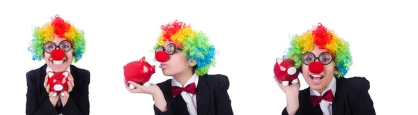 Geschäftsmann Clown isoliert auf Weiß — Stockfoto