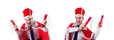 Dinamit çubukları olan kral beyazın üzerinde izole.