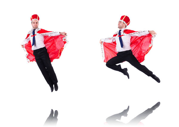 Король бизнесмен изолирован на белом