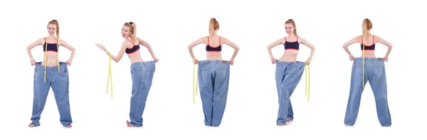 Concetto di dieta con jeans oversize — Foto Stock