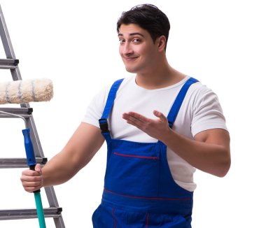 Genç ressam müteahhiti beyaz arka planda izole edildi