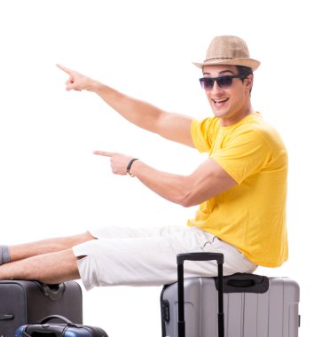 Mutlu genç adam yaz tatiline çıkıyor.