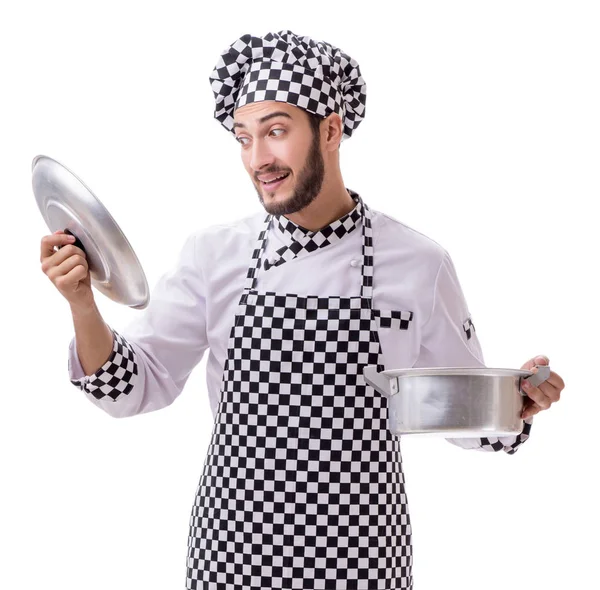 Männliche Köchin isoliert auf weißem Hintergrund — Stockfoto