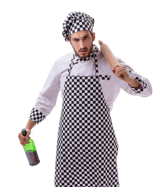 Bucătar de sex masculin izolat pe fundal alb — Fotografie, imagine de stoc