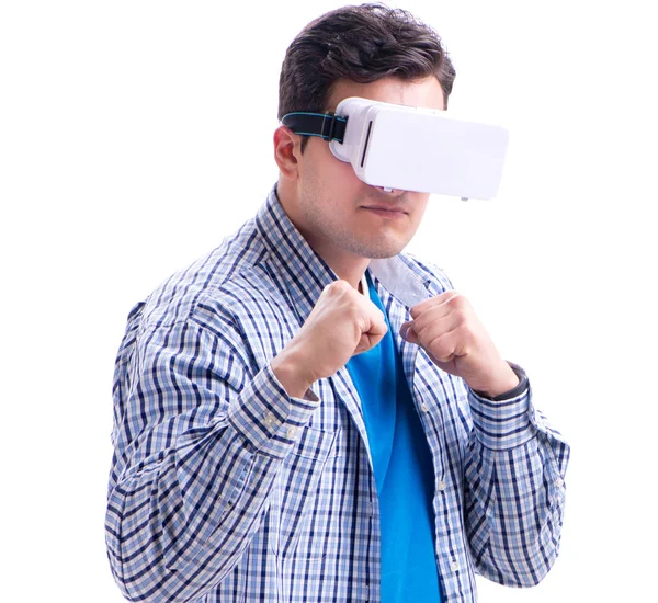 Jeune homme portant des lunettes VR réalité virtuelle — Photo