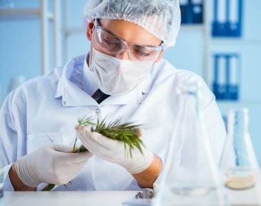 Laboratuvarda bilim adamıyla biyoteknoloji kavramı