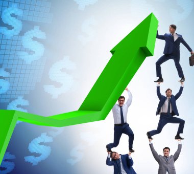 Ekonomideki büyümeyi destekleyen işadamı grafikte