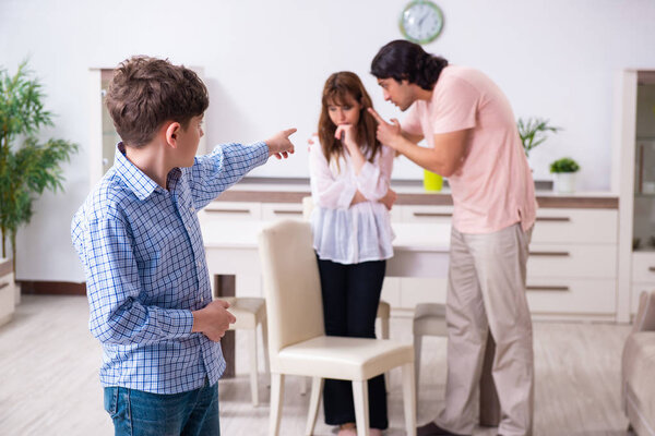 Family conflict with husband and wife and child