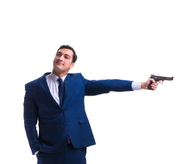 Beyaz zemin üzerinde izole iş adamı