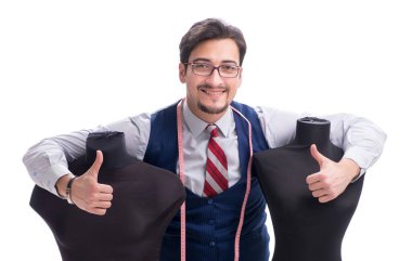 Beyaz arkaplanda erkek terzi izole edildi