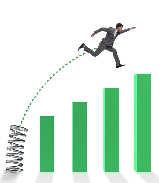 Geschäftsleute springen über Balkendiagramme — Stockfoto