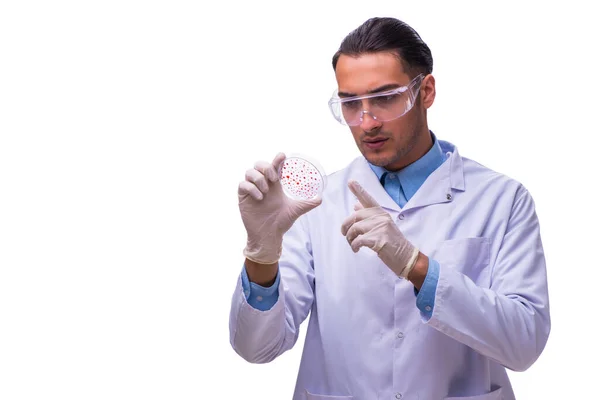 Mladý chemik izolovaný na bílém — Stock fotografie
