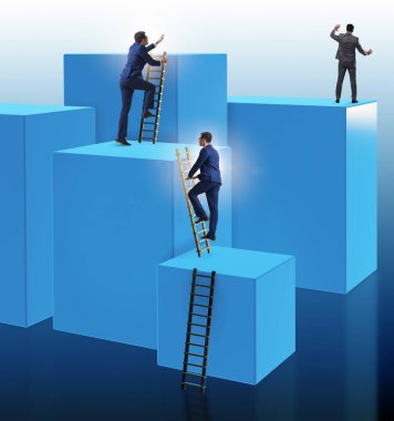 Bloklar halinde iş kavramı meydan tırmanma işadamı