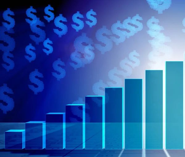 Gráficos de barras em crescimento no conceito de recuperação econômica - renderização 3d — Fotografia de Stock