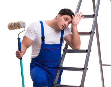 Genç ressam müteahhiti beyaz arka planda izole edildi