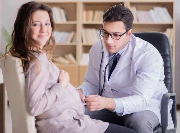 Mulher grávida visitante médico para consulta — Fotografia de Stock